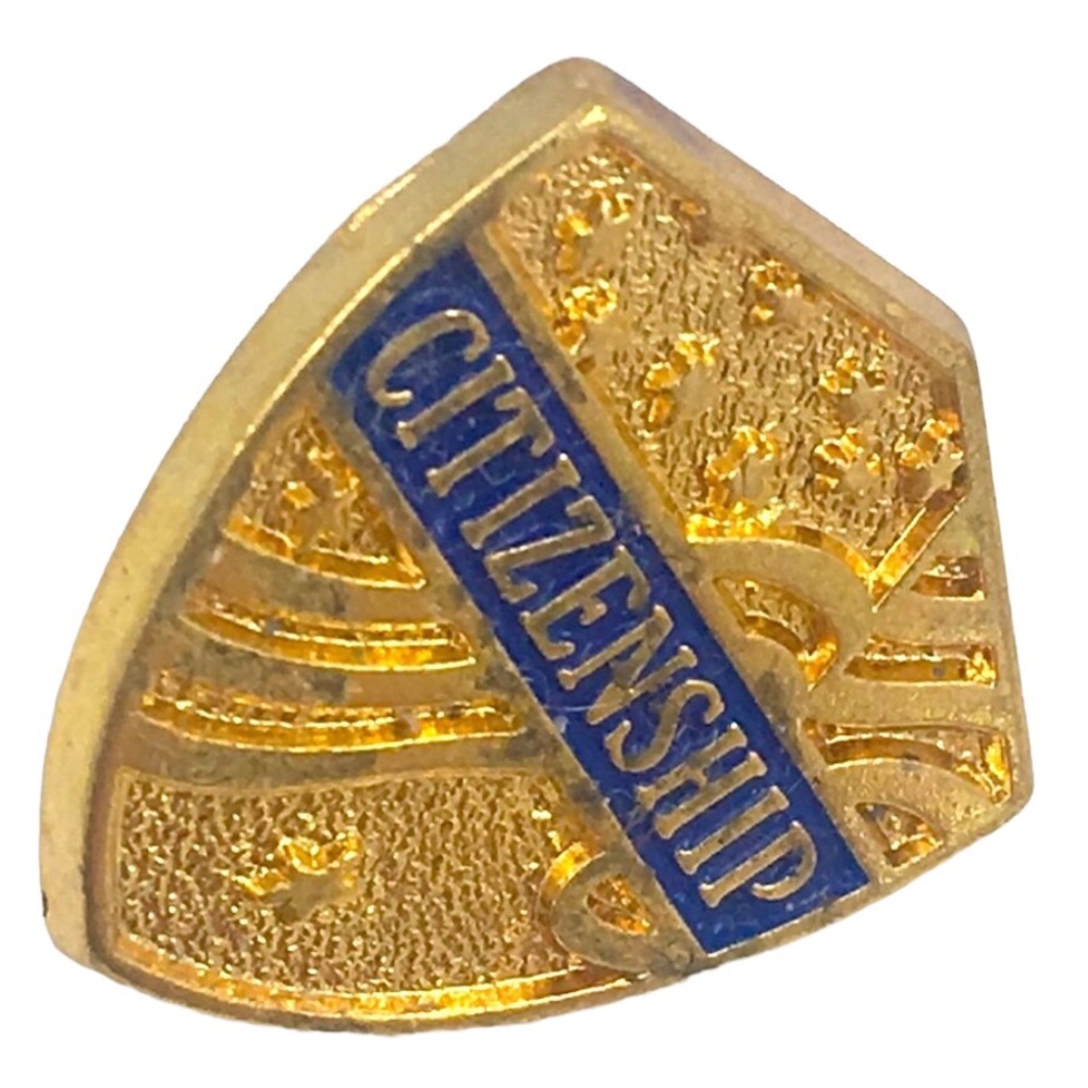 Vintage Gold Tone Citizenship Enamel Lapel Pin